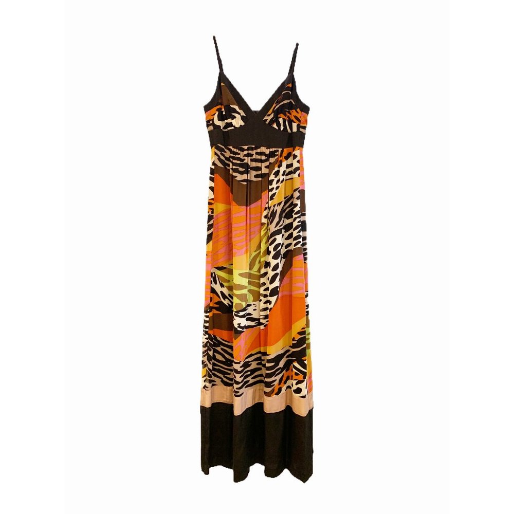 Trina Turk Animal Print Silk Maxi Dress Size 2